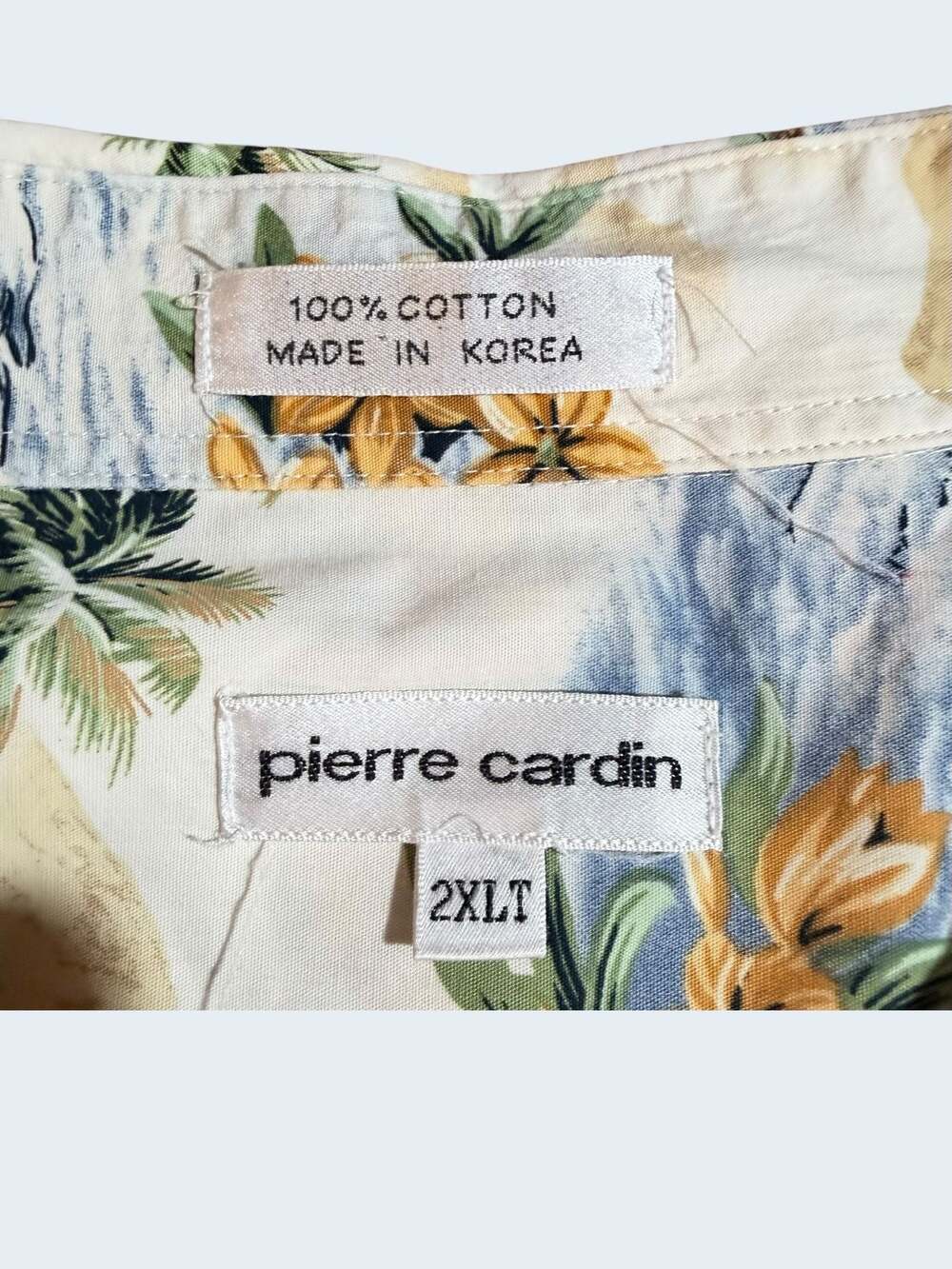 Pierre Cardin Men's 2XLT Hawaiian Shirt 100% Cotton Tropical Island Print - Picture 3 of 5